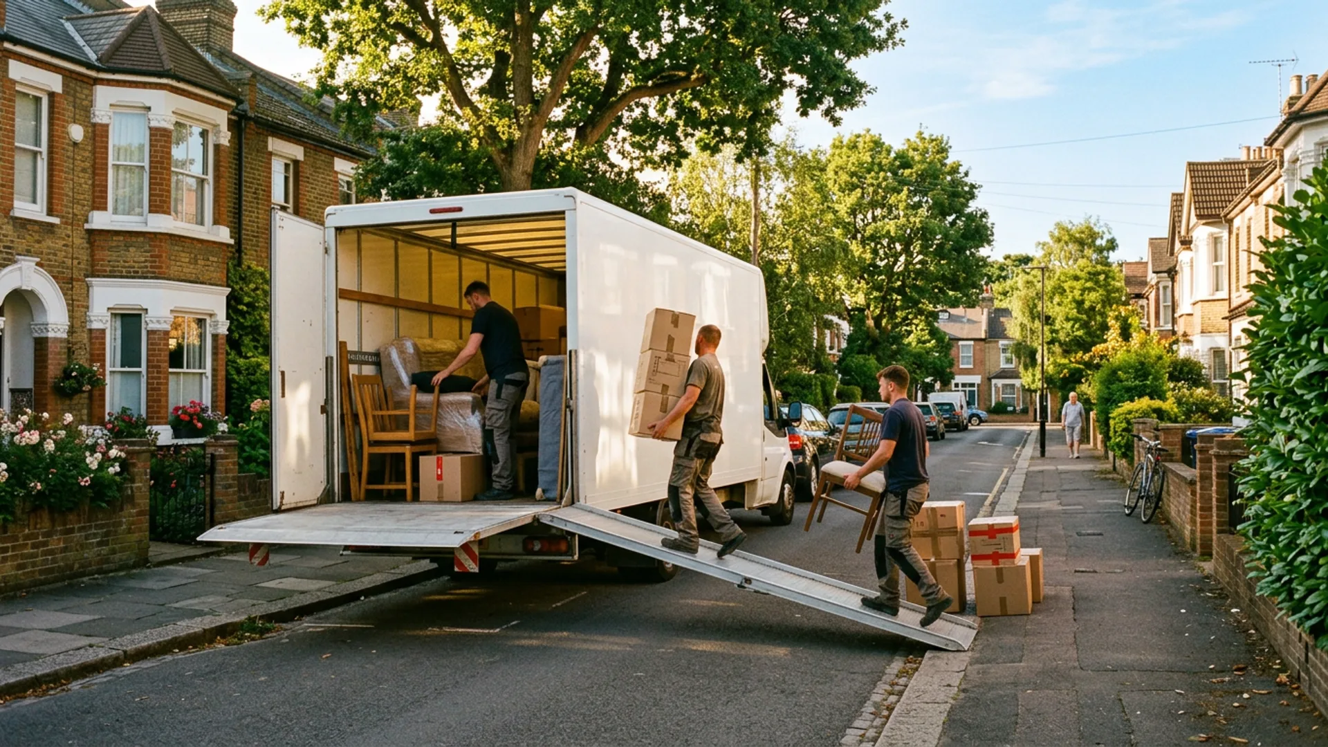 Swift Move Beds moving van on a Bedfordshire street